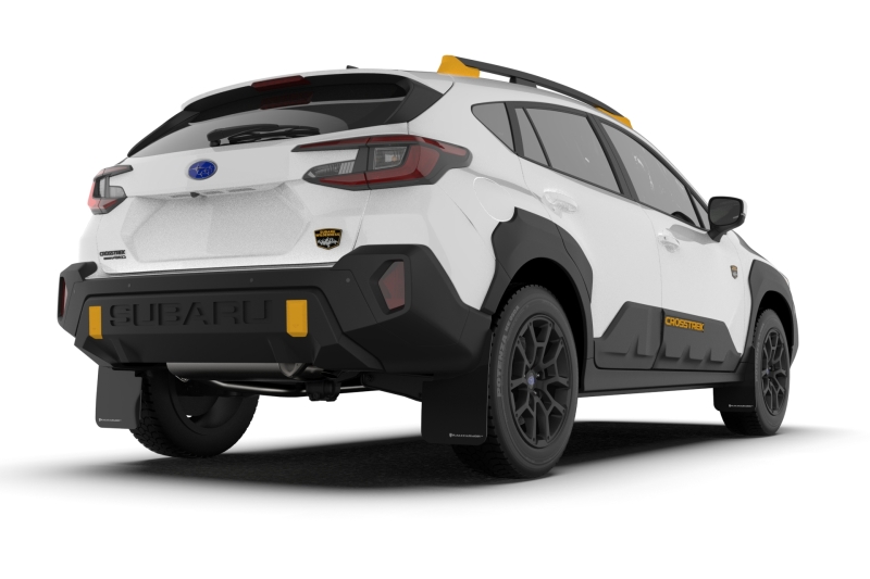 Subaru XV Crosstrek Mud Flaps - Rally Armor - UR Black Flap with Wild-Orange Logo - Black - `24-`25